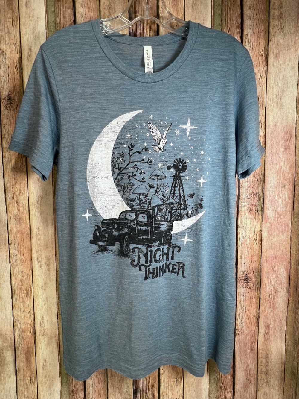 Junk Gypsy “Night Thinker” Heather Blue Burnout Tee Unisex Size M